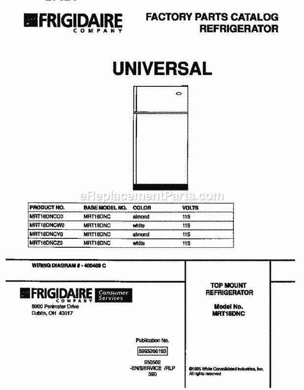 Frigidaire MRT18DNCY0 Wwh(V2) / Refrigerator Page B Diagram