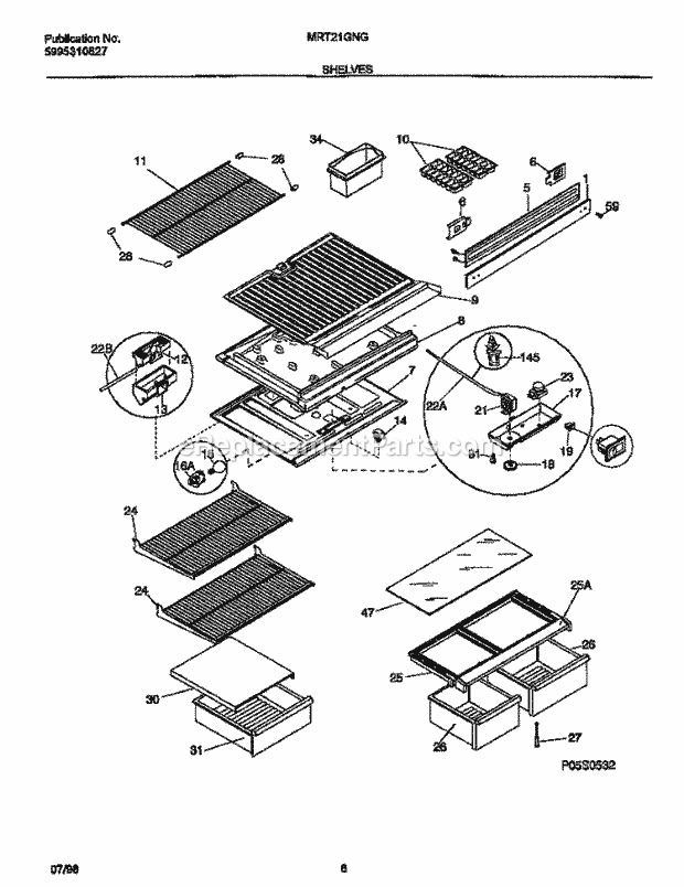 Frigidaire MRT21GNGD0 Tap(V13) / Refrigerator Shelves Diagram