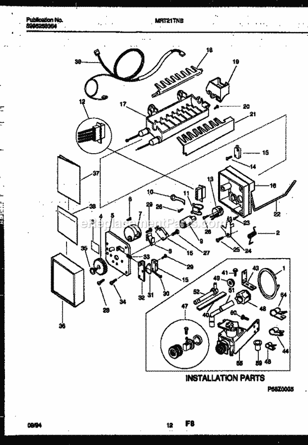 Frigidaire MRT21TNBZ1 Gib(V12) / Top Mount Refrigerator Ice Maker and Installation Parts Diagram