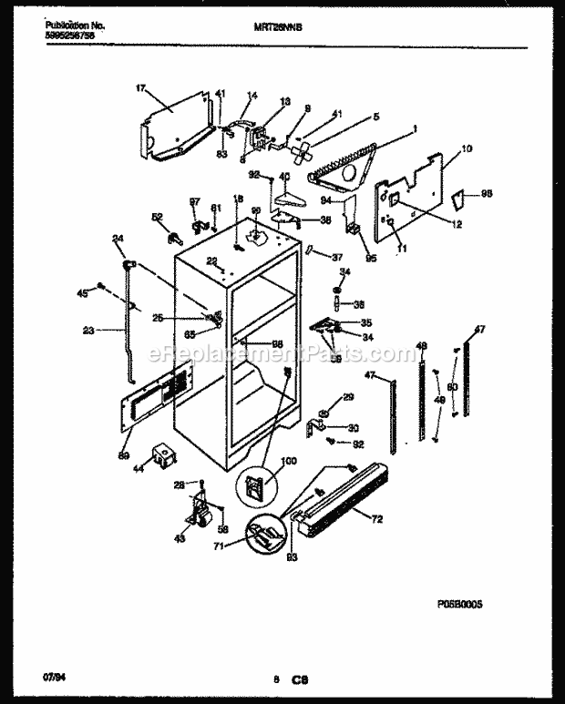 Frigidaire MRT26NNBY1 Kel(V16) / Top Mount Refrigerator Page B Diagram