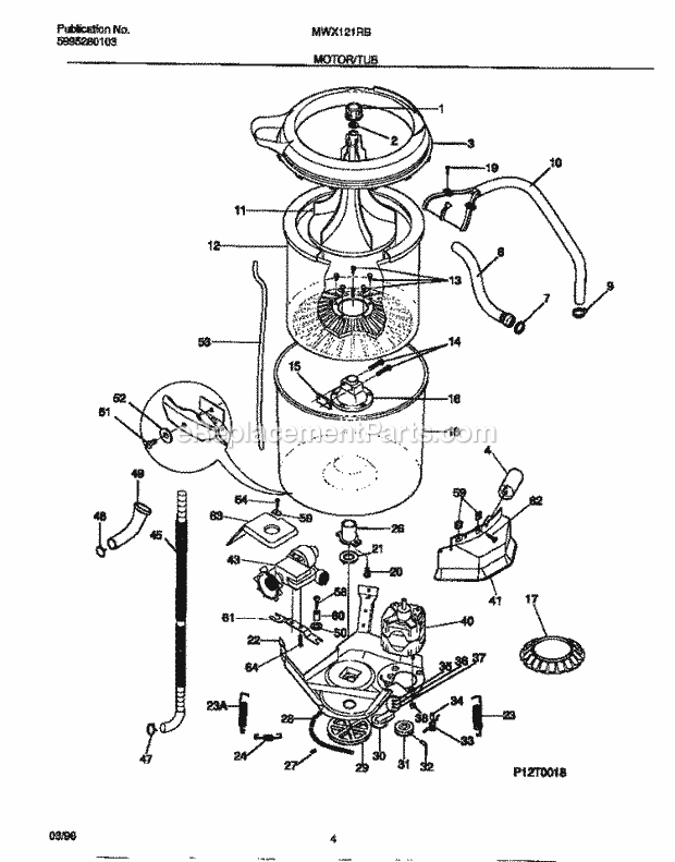 Frigidaire MWX121RBD3 Frg(V1) / Washer Motor / Tub Diagram