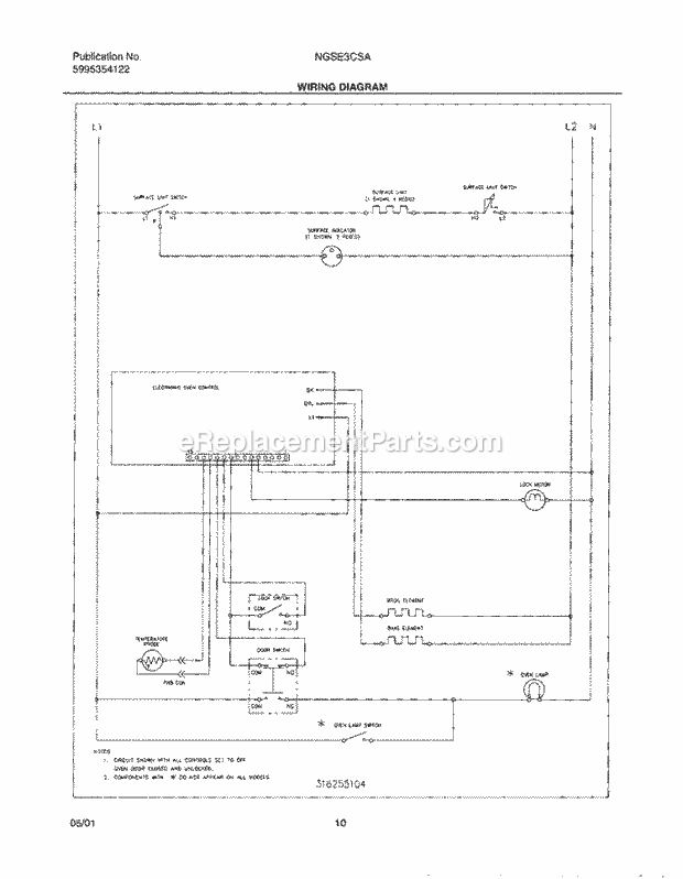 Frigidaire NGSE3CSAQA Freestanding, Electric Electric Range Page F Diagram