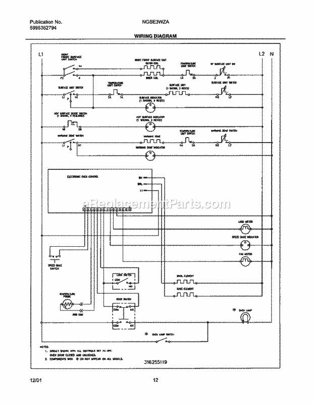Frigidaire NGSE3WZAQD Freestanding, Electric Electric Range Page F Diagram