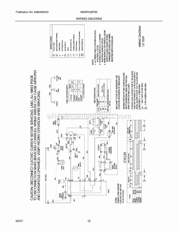 Frigidaire NMGR336FS0 Residential Dryer Page G Diagram