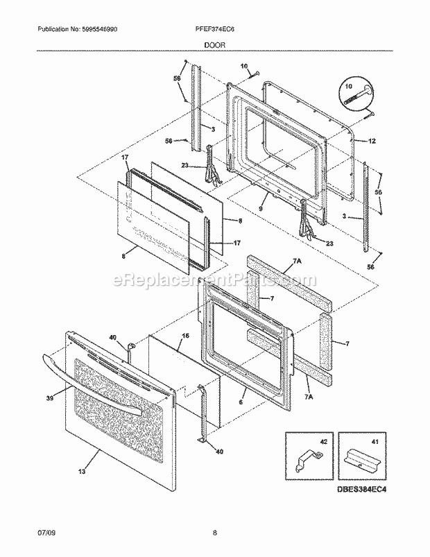 Frigidaire PFEF374EC6 Range Door Diagram