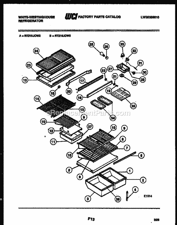 Frigidaire PGF716HXD0 Wwh(V2) / Gas Range Broiler Drawer Parts Diagram
