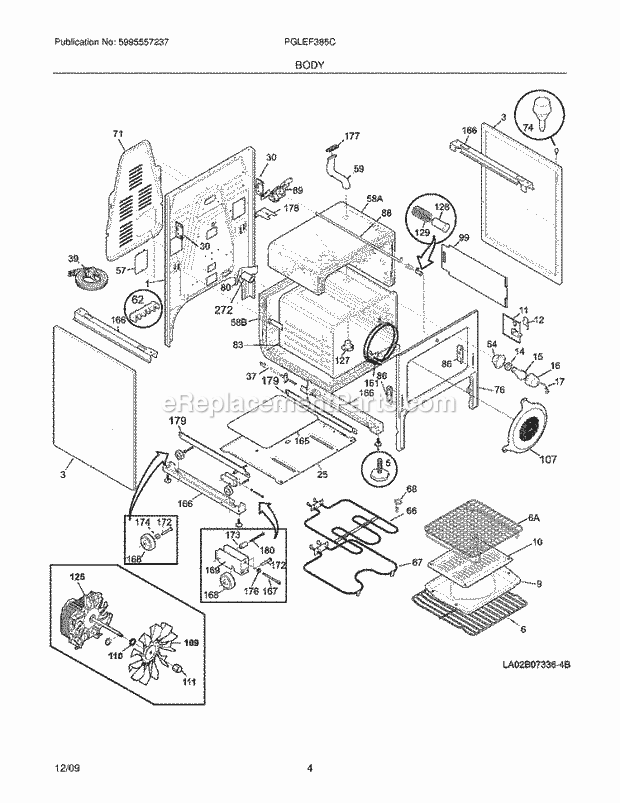 Frigidaire PGLEF385CS3 Range Body Diagram