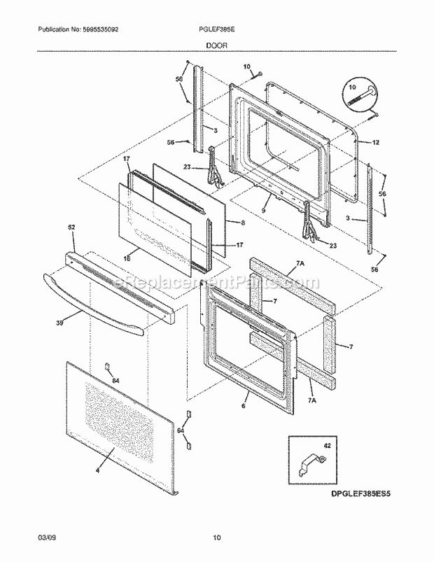 Frigidaire PGLEF385EB7 Range Door Diagram