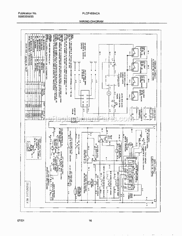 Frigidaire PLCF489ACA Electric Gas Combo Range Page H Diagram