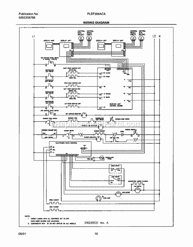 Frigidaire PLEF398ACA Freestanding, Electric Electric Range Page F Diagram