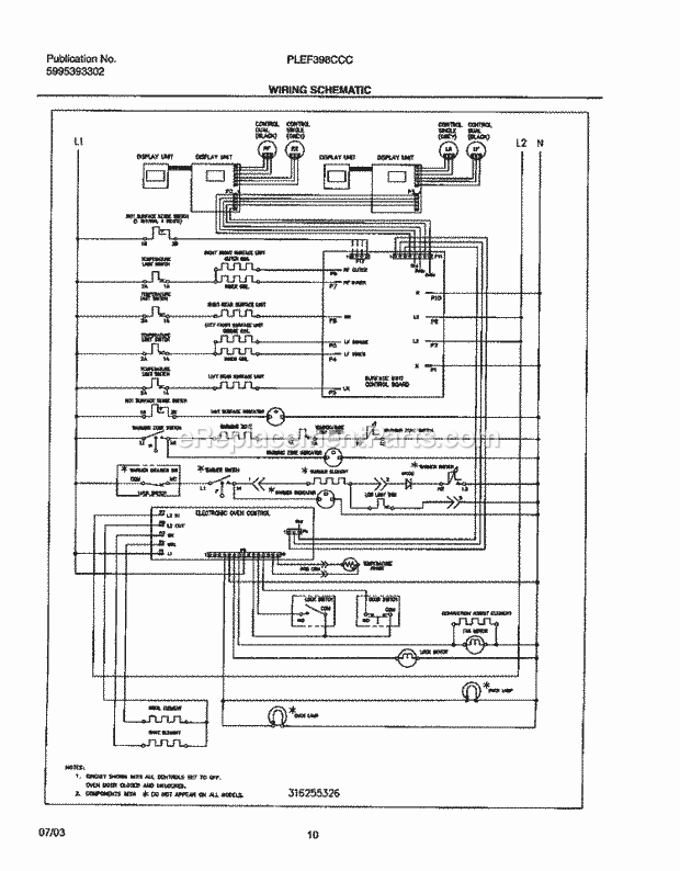 Frigidaire PLEF398CCC Freestanding, Electric Electric Range Page G Diagram