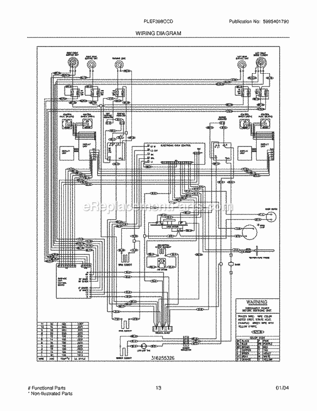 Frigidaire PLEF398CCD Freestanding, Electric Electric Range Page F Diagram