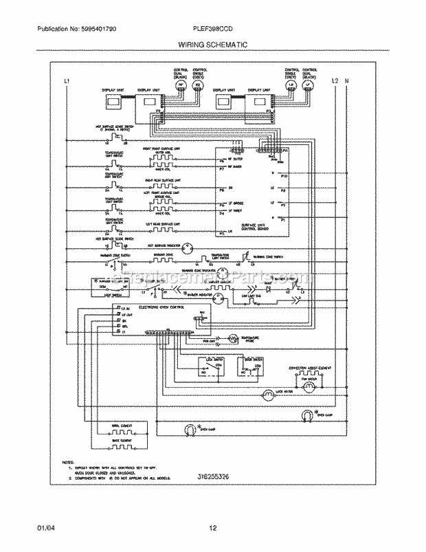Frigidaire PLEF398CCD Freestanding, Electric Electric Range Page G Diagram