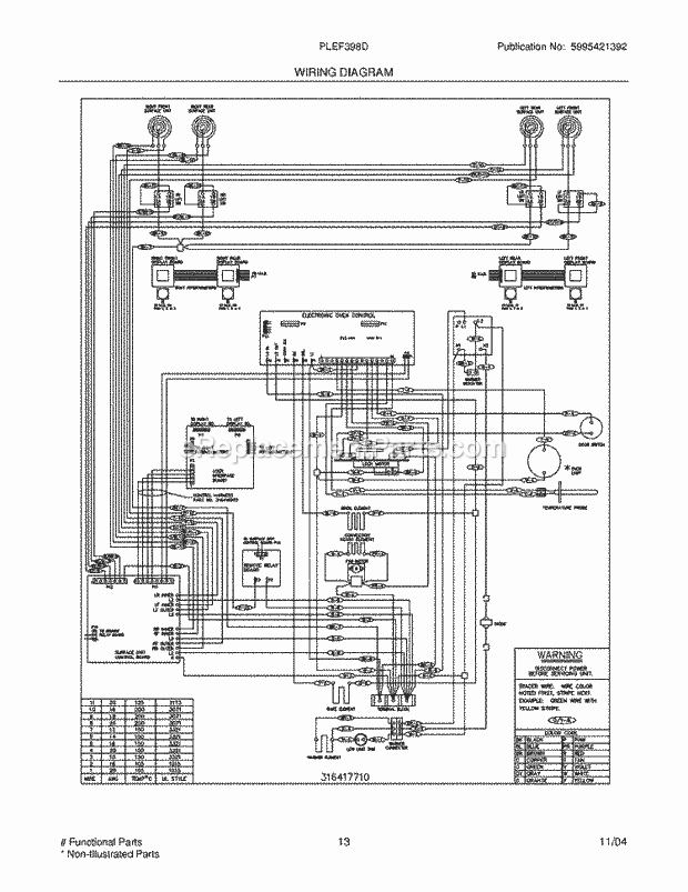 Frigidaire PLEF398DCB Freestanding, Electric Electric Range Page F Diagram