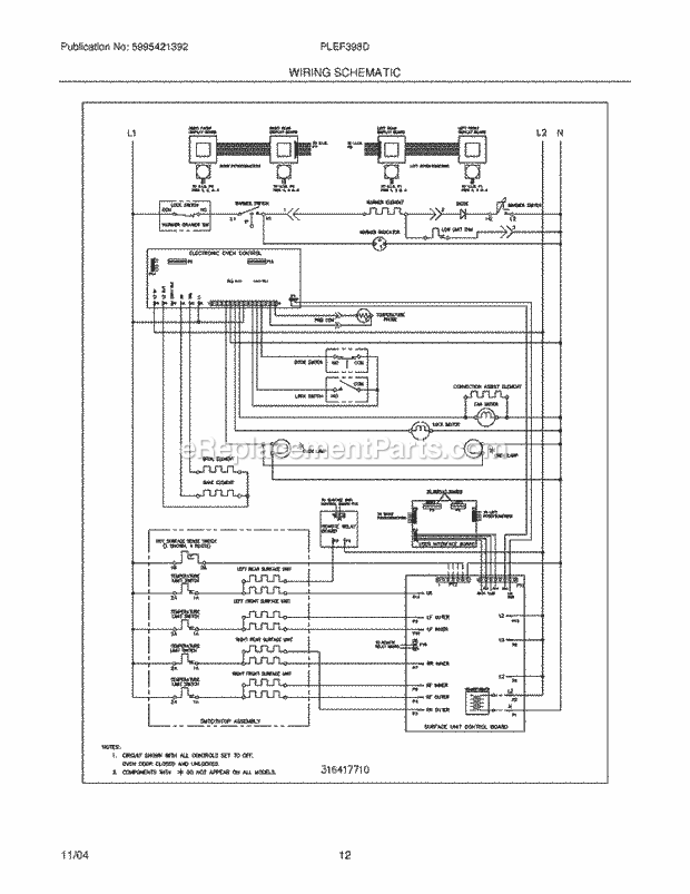 Frigidaire PLEF398DCB Freestanding, Electric Electric Range Page G Diagram