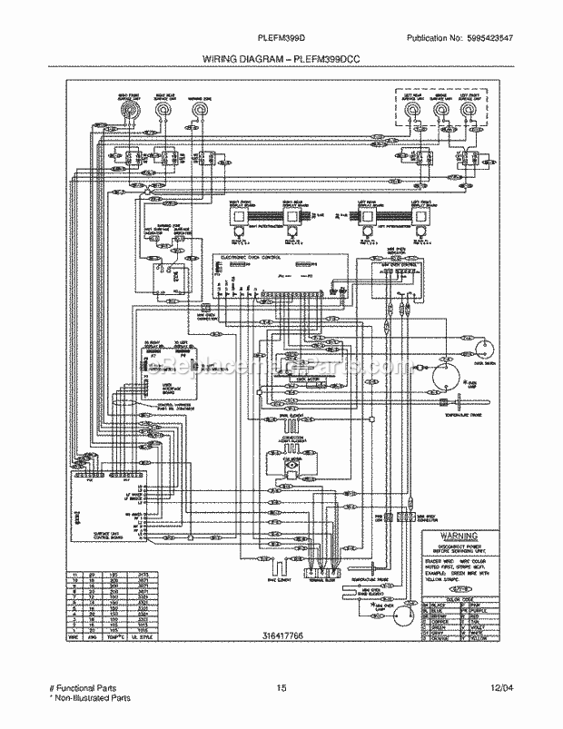 Frigidaire PLEFM399DCA Freestanding, Electric Electric Range Page F Diagram