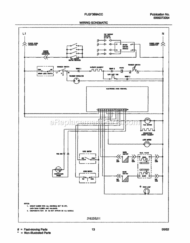 Frigidaire PLGF389ACC Freestanding, Gas Gas Range Page G Diagram
