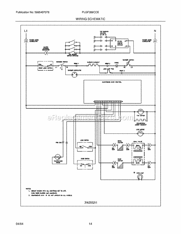 Frigidaire PLGF389CCE Freestanding, Gas Gas Range Page H Diagram