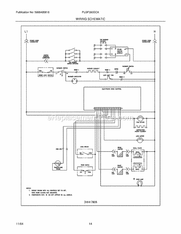 Frigidaire PLGF390DCA Freestanding, Gas Gas Range Page H Diagram