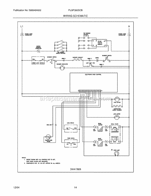Frigidaire PLGF390DCB Freestanding, Gas Gas Range Page H Diagram