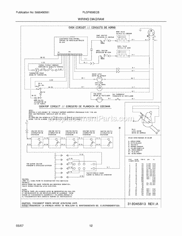 Frigidaire PLGF659ECB Freestanding, Gas Gas Range Page G Diagram