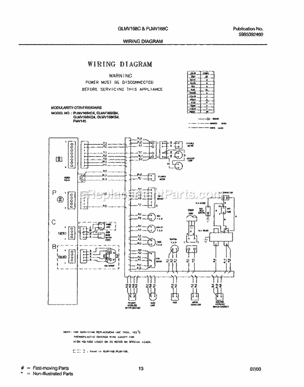 Frigidaire PLMV168CC1 Microwave Hood Combo Microwave/Hood Combo Page G Diagram