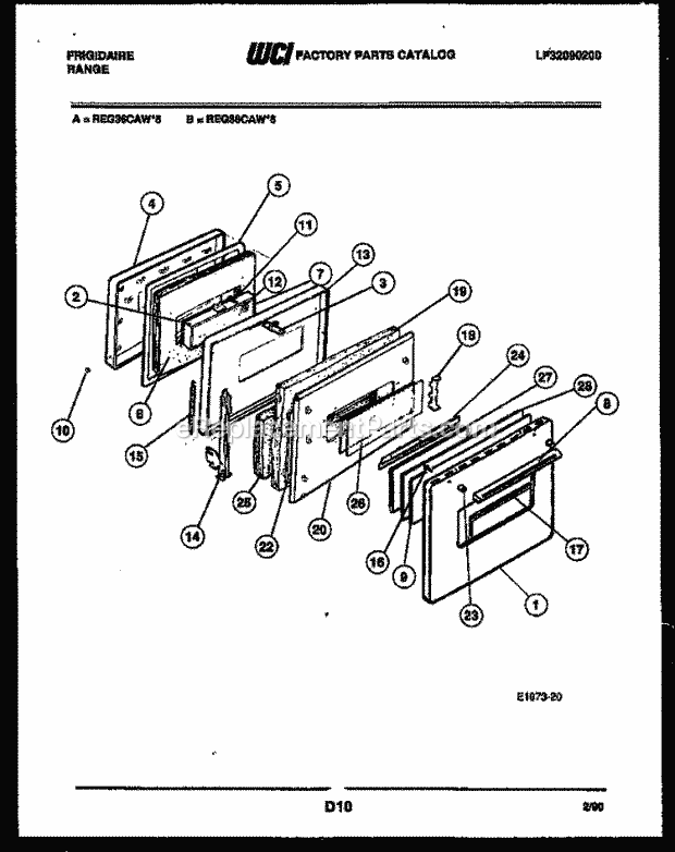 Frigidaire REG36CAF5 Freestanding, Electric Range Electric Door Parts Diagram