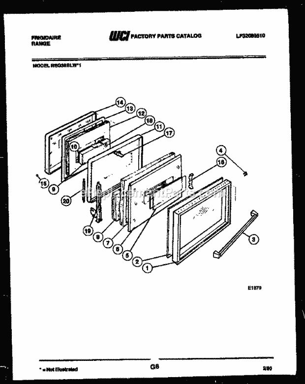 Frigidaire REG38BLL1 Freestanding, Electric Range Electric Door Parts Diagram