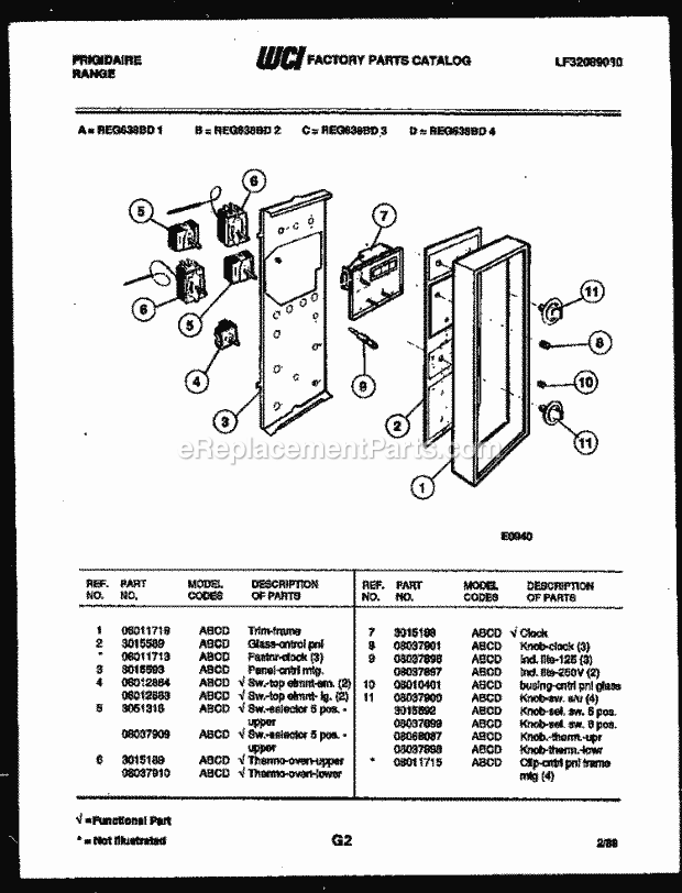 Frigidaire REG638BDL2 Slide-In, Electric Range Electric Control Panel Diagram