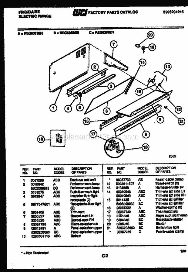 Frigidaire REG638BDL7 Slide-In, Electric Range Electric Splasher Control Diagram