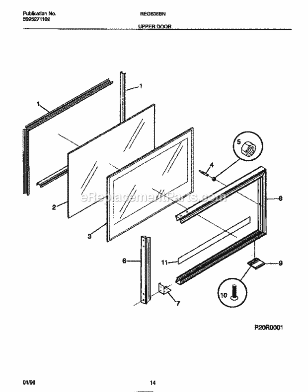 Frigidaire REG638BNL4 Slide-In, Electric Frigidaire Electric Range Upper Door Diagram