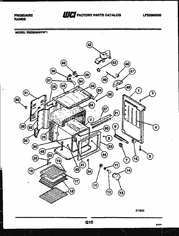 Frigidaire REGS38BKL1 Slide-In, Electric Range Electric Body Parts Diagram