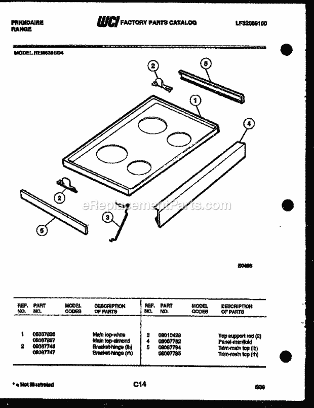 Frigidaire REM638BDL4 Range Microwave Combo, Electric Range Electric Cooktop Parts Diagram