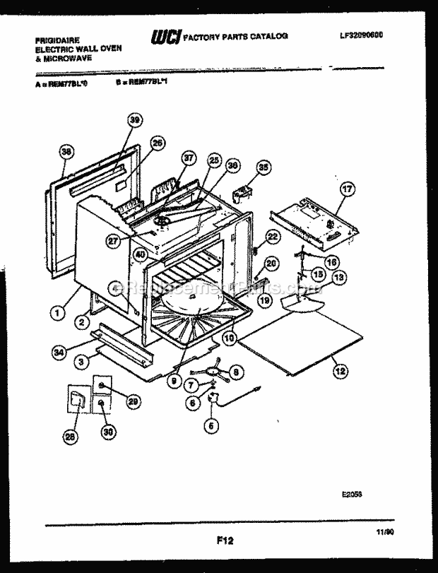 Frigidaire REM77BLB0 Wall Oven Microwave Combo, Electric Wall Oven & Microwave Electric Upper Body Parts Diagram