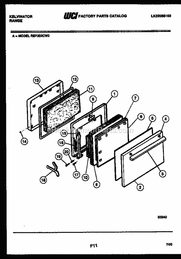 Frigidaire REP302CD2 Kel(V2) / Electric Range Door Parts Diagram