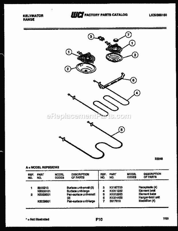 Frigidaire REP302CF2 Kel(V3) / Electric Range Broiler Parts Diagram