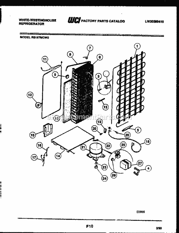Frigidaire RS197MCF0 Wwh(V4) / Side by Side Refrigerator System and Automatic Defrost Parts Diagram
