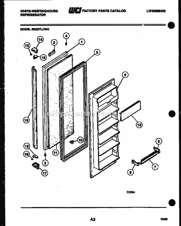 Frigidaire RS227LCF0 Wwh(V4) / Side by Side Refrigerator Freezer Door Parts Diagram