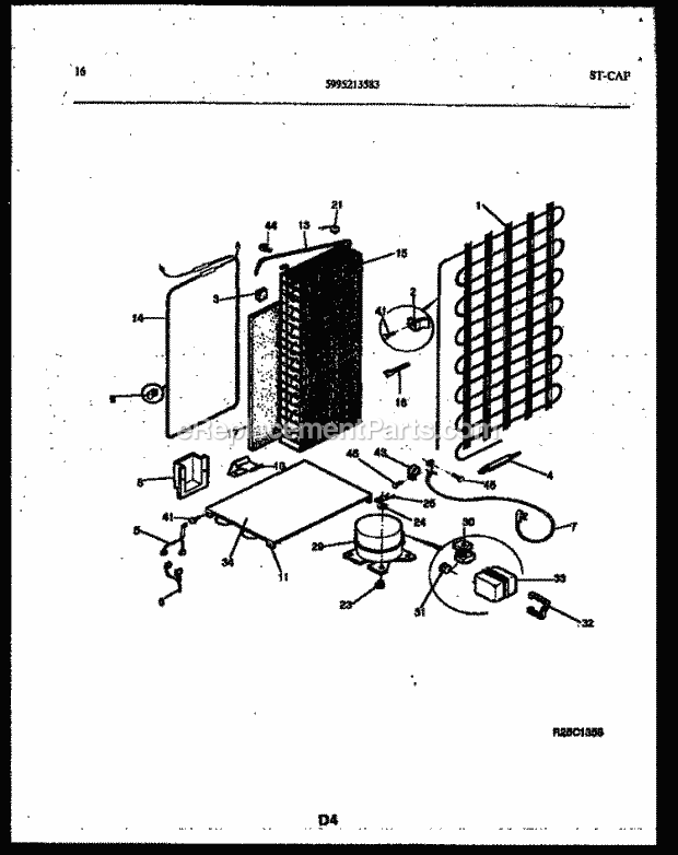 Frigidaire RS229MCD3 Wwh(V1) / Side by Side Refrigerator System and Automatic Defrost Parts Diagram