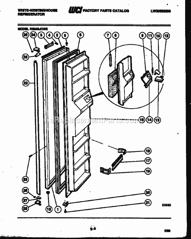 Frigidaire RS249JCD2 Wwh(V5) / Side by Side Refrigerator Freezer Door Parts Diagram