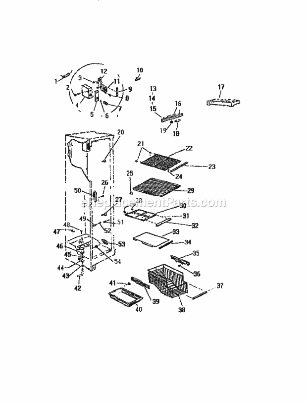 Frigidaire RS259ESD1 Wwh(V1) / Side by Side Refrigerator Freezer Interior Diagram