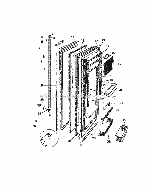 Frigidaire RS259ESW2 Wwh(V10) / Side by Side Refrigerator Refrigerator Door Assembly Diagram