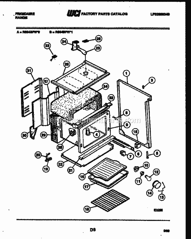 Frigidaire RS34BFL0 Freestanding, Electric Range Electric Body Parts Diagram