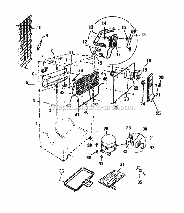 Frigidaire RT170GCD4 Wwh(V3) / Top Mount Refrigerator Cooling System Diagram