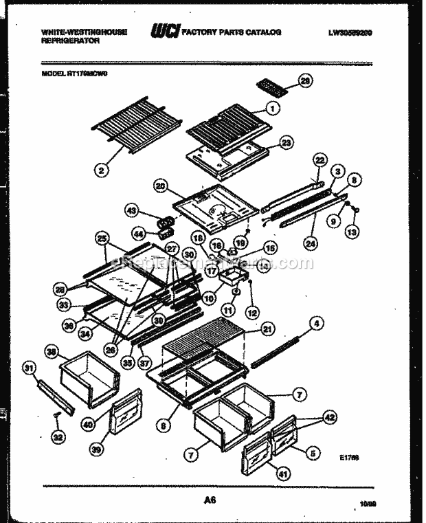 Frigidaire RT179MCW0 Wwh(V1) / Top Mount Refrigerator Shelves and Supports Diagram