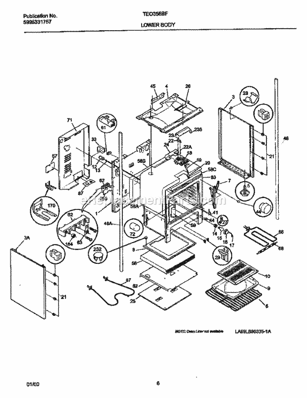 Frigidaire TEO356BFW2 Tap(V2) / Electric Range Lower Body Diagram