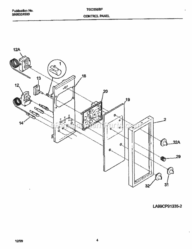 Frigidaire TGO356BFW2 Frg(V1) / Gas Range Control Panel Diagram