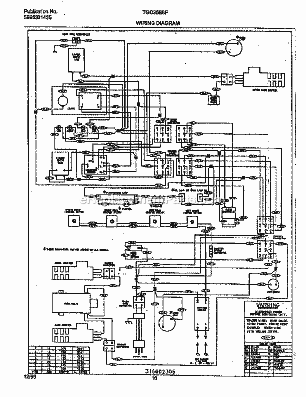 Frigidaire TGO356BFW4 Slide-In, Gas Tappan/Gas Range Page J Diagram
