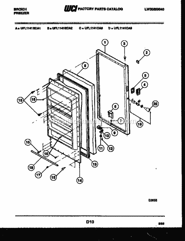 Frigidaire UFL1141CA8 Wwh(V3) / Upright Freezer Door Parts Diagram