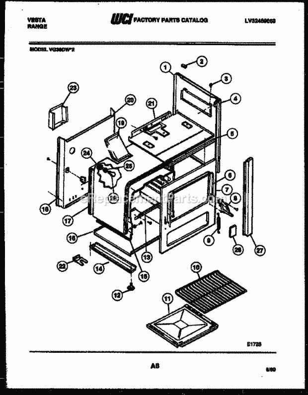 Frigidaire VG36DW2-23 Gas Range Body Parts Diagram